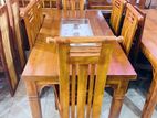 Teak Heavy Modern Dining Table with 6 Chairs:-/