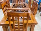 Teak Heavy Modern Dining Table with 6 Chairs::--:::-