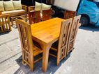 Teak Heavy Modern Dining Table with 6 Chairs::-::-: