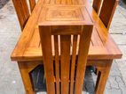 Teak Heavy Modern Dining Table with 6 Chairs:-:-:-