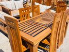 Teak Heavy Modern Dining Table with 6 Chairs