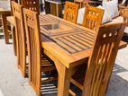 Teak Heavy Modern Dining Table with 6 Chairs