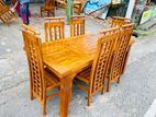 Teak Heavy Modern Dining Table with 6 Chairs