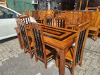 Teak Heavy Modern Dining Table With 6 Chairs--