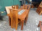 Teak Heavy Modern Dining Table With 6 Chairs