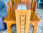 Teak Heavy Modern Dining Table with 6 Chairs