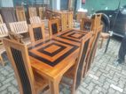 Teak Heavy Modern Dining Table With 6 Chairs