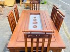 Teak Heavy Modern Dining Table with 6 Chairs