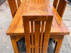 Teak Heavy Modern Dining Table with 6 Chairs