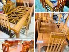 Teak Heavy Modern Dining Table with 6 Chairs