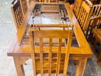 Teak Heavy Modern Dining Table With 6 Chairs