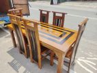 Teak Heavy Modern Dining Table With 6 Chairs--//--