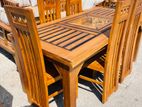 Teak Heavy Modern Dining Table With 6 Chairs