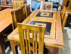 Teak Heavy Modern Dining Table With 6 Chairs