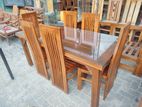 Teak Heavy Modern Dining Table With 6 Chairs:://::