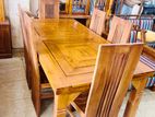 Teak Heavy Modern Dining Table with 6 Chairs::--::