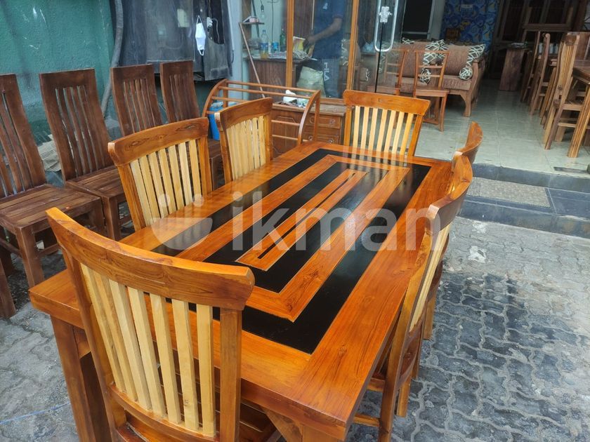 Teak Heavy Modern Dining Table with 6 Chairs Kaduwela ikman