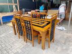 Teak Heavy Modern Dining Table with 6 Chairs