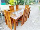 Teak Heavy Modern Dining Table With 6 Chairs