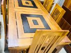 Teak Heavy Modern Dining Table with 6 Chairs