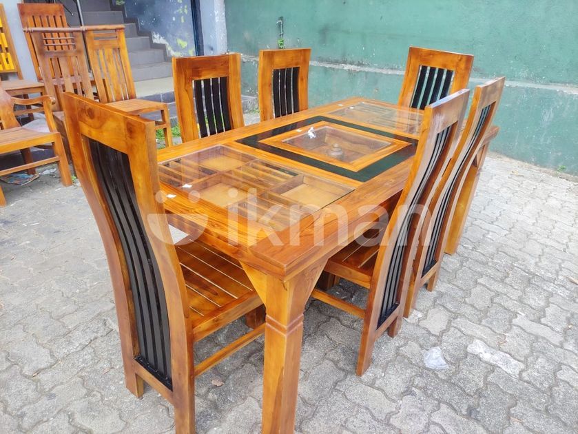 Teak Heavy Modern Dining Table with 6 Chairs Tvc853 Kaduwela ikman