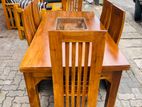 Teak Heavy Modern Dining Table With 6 Ovel Shape Chairs