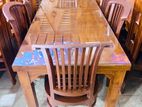 Teak Heavy Modern Dining Table with 6 Restaurant Chairs