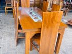 Teak Heavy Modern Dining Table with 6 Wooden Chairs~~**~~