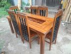 Teak Heavy Modern Dining Table with 6Chairs