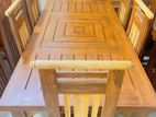 Teak Heavy Modern Dining Table with Chair