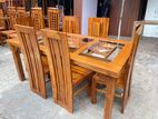 Teak Heavy Modern Dining Table with Chairs 6ftx3ft TDT0415