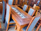 Teak Heavy Modern Dining Table with Color Cushioned 6 Chair