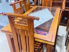 Teak Heavy Modern DiningTable With 6 Chairs