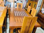 Teak Heavy Modern DiningTable With 6 Chairs