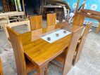 Teak Heavy Modern DiningTable With 6 Chairs