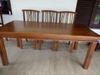 Teak Heavy Modern DiningTable With 6 Chairs