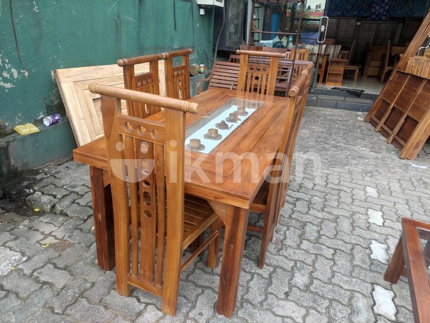 Teak Heavy Modern DiningTable With 6Chairs 6x3 for Sale Kaduwela ikman
