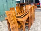 Teak Heavy Modern Dinning Table Chairs 6x3 Td1804