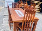 Teak Heavy Modern Dinning Table Chairs 6x3 TDT1803