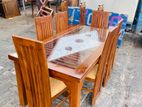 Teak Heavy Modern Dinning Table with 6 Cushioned Chairs--Tdt0550