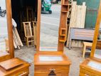 Teak Heavy Modern Dressing Table with LED Light Side Racks