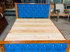 Teak Heavy Modern Elegant Royal Buttons Cushioned Bed 60x72