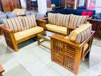 Teak Heavy Modern Ex Large Box Sofa with Glass Stool