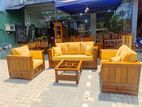 Teak Heavy Modern Ex Large Indian Sofa with Glass Stool