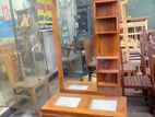 Teak Heavy Modern Ex Large LED Light Dressing Table with Side Cupboards