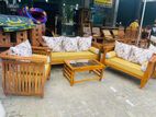 Teak Heavy Modern Ex Large Melon Sofa with Glass Stool~~**~