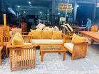 Teak Heavy Modern Ex Large Melon Sofa with Glass Stool