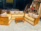 Teak Heavy Modern Indian Sofa with Glass Stool