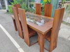 Teak Heavy Modern Mat Finishing Dining Table with 6 Chairs
