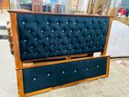 Teak Heavy Modern Royal Buttons Cushioned Bed 72x75